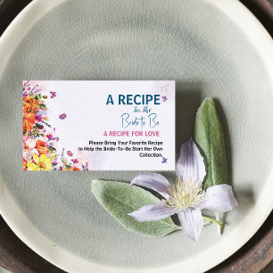 Cartão De Informações Pedido de Receita para Chá de Noiva Floral Pastel 