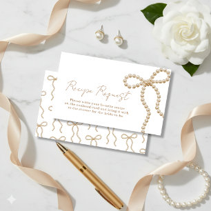 Cartão De Informações Pedido de Receita para Chá de Noiva Pérola Elegant
