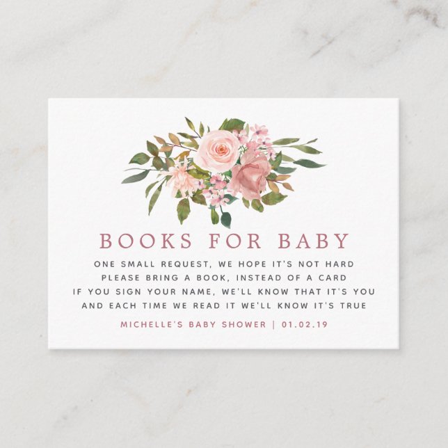 Cartão De Informações Pedidos de livro de aquarela floral Beige e Dourad (Frente)