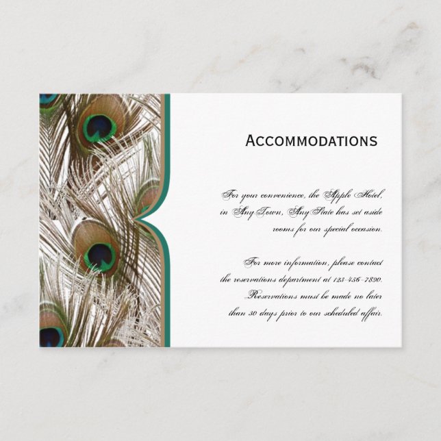 Cartão De Informações Penas de Peacock com um Quadro Duplo (Frente)