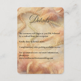 Cartão De Informações Penas de Pérolas Florais Românticas