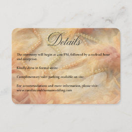 Cartão De Informações Penas de Pérolas Florais Românticas