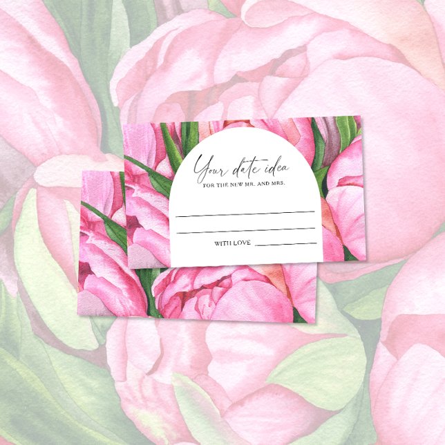 Cartão De Informações Peônias de aquarela - Ideias noturnas de data \ Fr (Criador carregado)