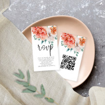Pêonias Florais Script Código QR Casamento RSVP
