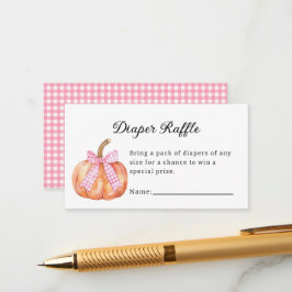 Cartão De Informações Pequena abóbora no caminho do Chá de fraldas rosa-