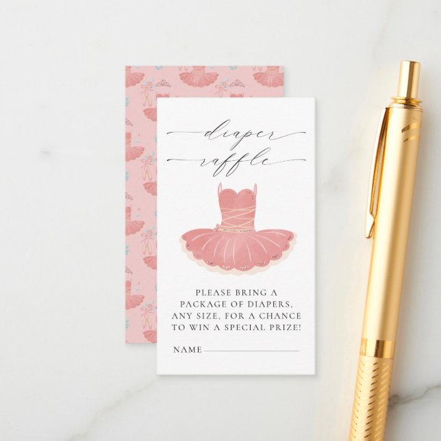 Cartão De Informações Pequena Ballerina - Fralda Rosa Raffle (Frente/Verso In Situ)