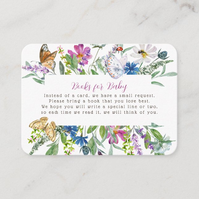 Cartão De Informações Pequena Borboleta Primavera de Flor Selvagem Livro (Frente)