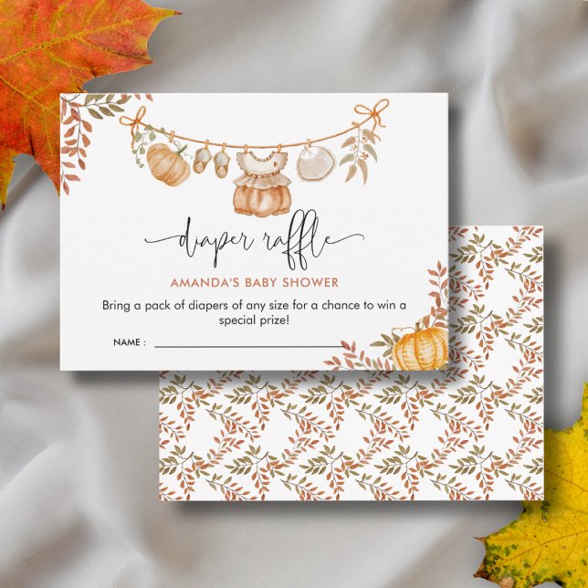 Cartão De Informações Pequena Chá de fraldas de Abate de Abóbora Raffle (Criador carregado)