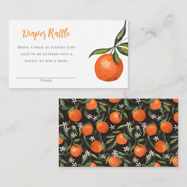 Cartão De Informações Pequena Chá de fraldas de Mandarim Raffle (Frente/Verso)