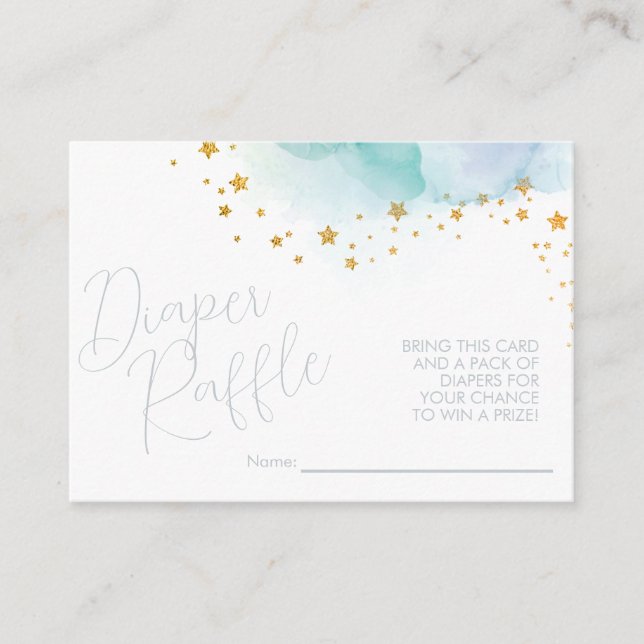Cartão De Informações Pequena Estrela Azul Água - Fralda (Frente)