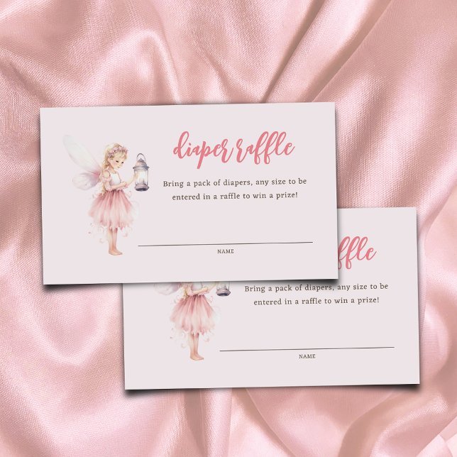 Cartão De Informações Pequena Fada Encantada Raffle de Fralda Rosa (Criador carregado)