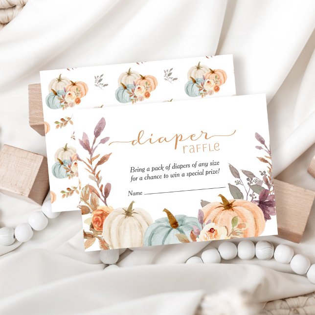 Cartão De Informações Pequena Fralda de Abóbora Chá de fraldas de Raffle (Criador carregado)