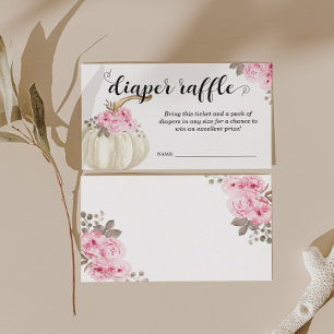 Cartão De Informações Pequena Fralda de Abóbora Raffle Floral Rosa