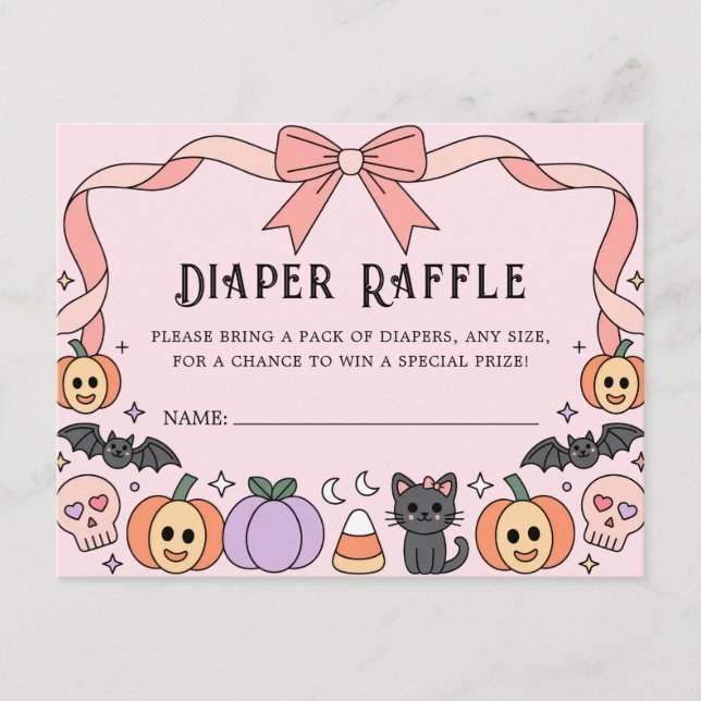 Cartão De Informações Pequena Fralda de Boo Halloween Raffle (Frente)