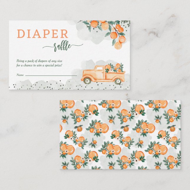 Cartão De Informações Pequena Fralda de Chá de fraldas Cutie Raffle (Frente/Verso)