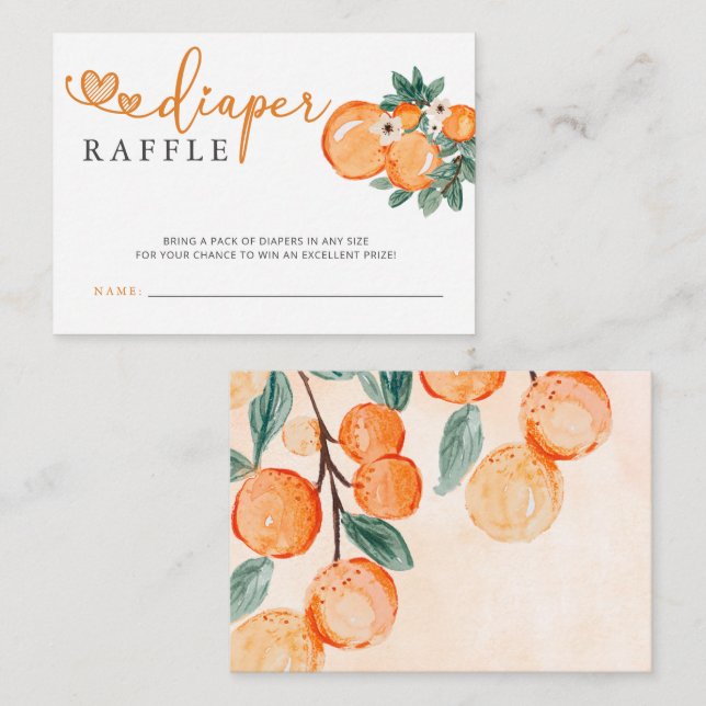 Cartão De Informações Pequena Fralda de Chá de fraldas Laranja-Justa Raf (Frente/Verso)