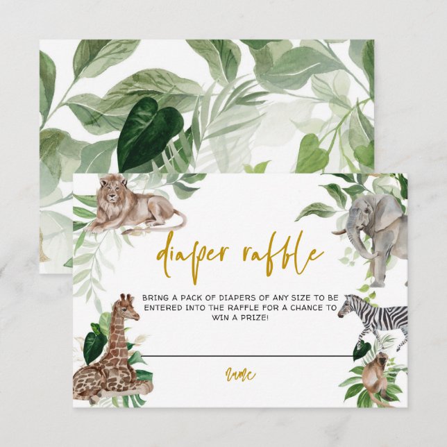 Cartão De Informações Pequena Fralda de safari selvagem Raffle (Frente/Verso)