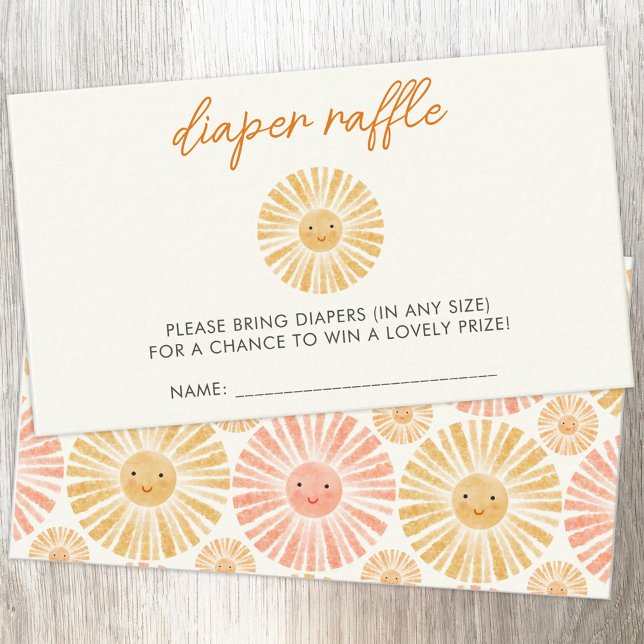Cartão De Informações Pequena Fralda Sunshine Raffle (Little Sunshine watercolor baby shower diaper raffle enclosure card)