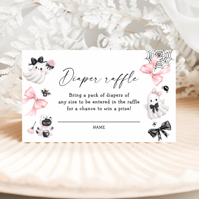 Cartão De Informações Pequena Garota Chá de fraldas Fralda Raffle (Criador carregado)