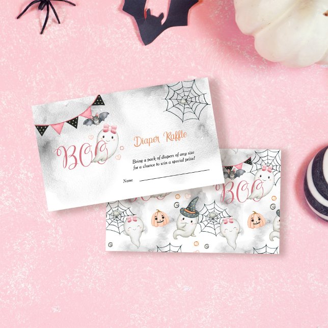 Cartão De Informações Pequena Garota Ghost Chá de fraldas Raffle (Criador carregado)