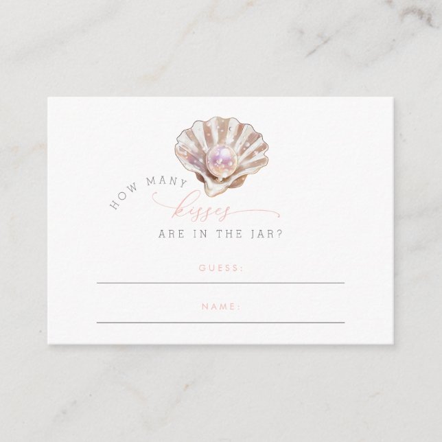 Cartão De Informações Pequena Pérola Elegante Quantos Beijos Chá de fral (Frente)