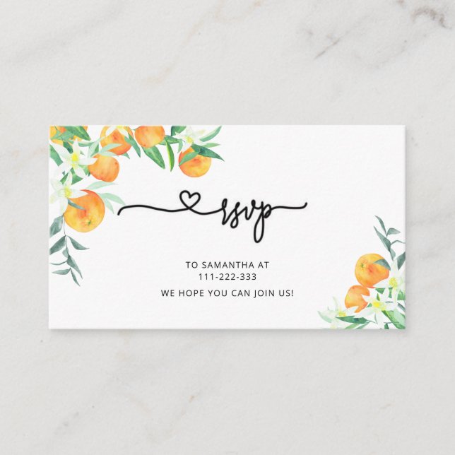 Cartão De Informações Pequena RSVP (Frente)