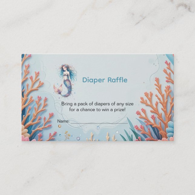 Cartão De Informações Pequena Sereia Sob Fralda Marinha Raffle (Frente)