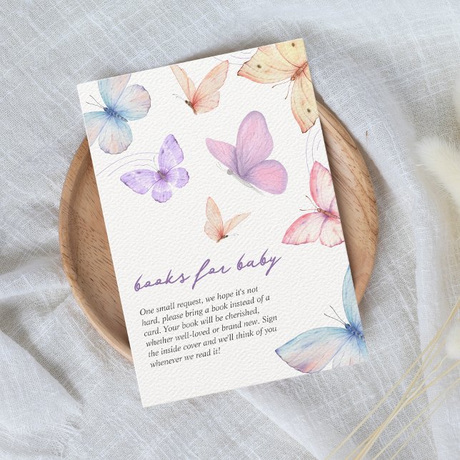 Cartão De Informações Pequenas borboletas Livros para Chá de fraldas (books for baby butterfly baby shower)