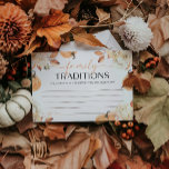 Cartão De Informações Pequenas tradições da família de Chás de fraldas d<br><div class="desc">Apresentando nossa "Pequena Pumpkin" Carta de Chá de fraldas para Tradição da Família de Queda, projetada para adicionar um toque sincero à sua celebração no tema do outono. Esta carta apresenta um charmoso motivo de abóbora e convida os hóspedes a compartilhar suas tradições familiares favoritas, criando uma manutenção significativa para...</div>