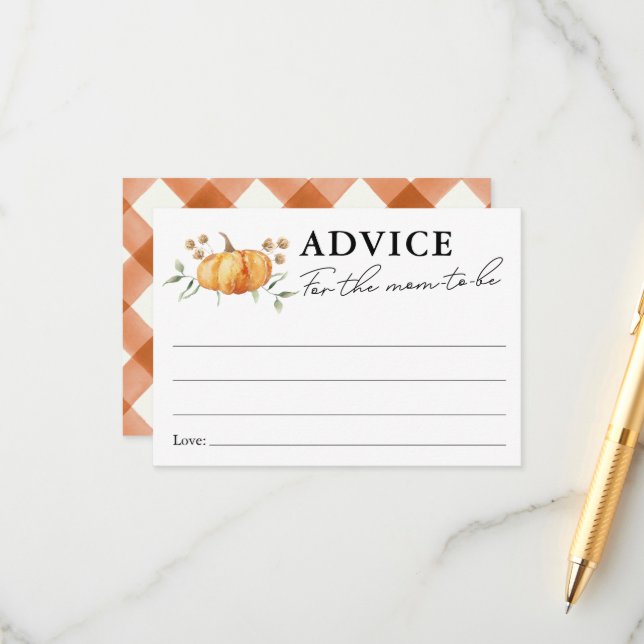 Cartão De Informações Pequeno Abóbora Conselho de Chá de fraldas Neutro  (Frente/Verso In Situ)