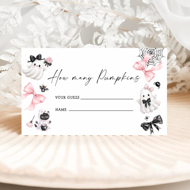 Cartão De Informações Pequeno Boo Halloween Adivinha Quantos Pumpkins (Criador carregado)