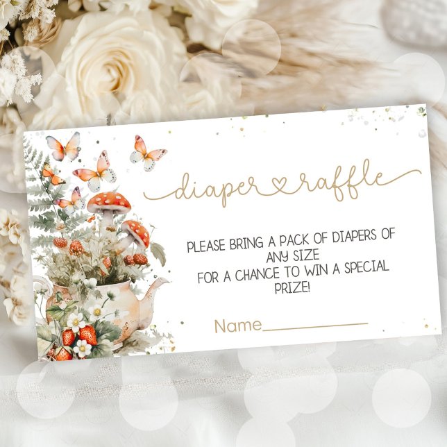 Cartão De Informações Pequeno Chá de fraldas Chá de fraldas de cogumelo (fall baby shower, woodland baby shower, rustic baby shower, little mushroom baby shower, gender neut)