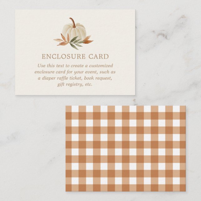 Cartão De Informações Pequeno Chá de fraldas de Abóbora (Frente/Verso)