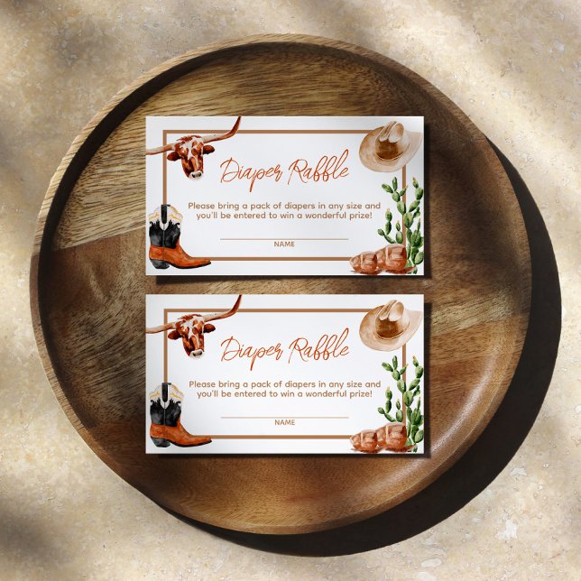 Cartão De Informações Pequeno Cowboy Western Rodeo Fralda Raffle (Criador carregado)