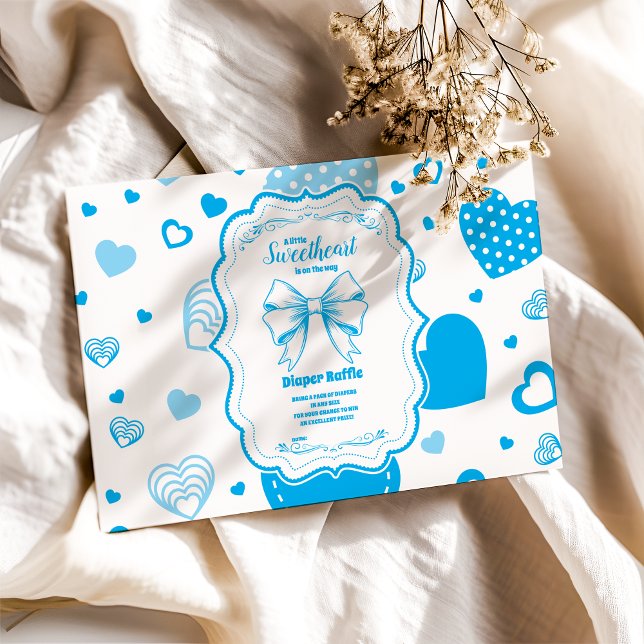 Cartão De Informações Pequeno Doce, Namorados Azul, Raffle (Criador carregado)