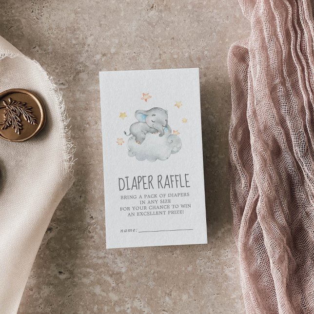 Cartão De Informações Pequeno Elefante Fralda Raffle (Criador carregado)