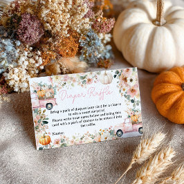 Cartão De Informações Pequeno Fralda de Abóbora Chá de fraldas de Raffle