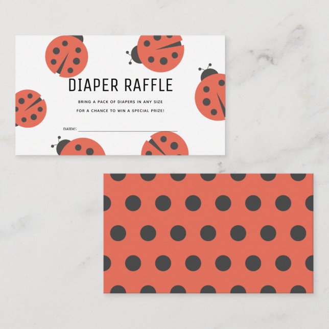 Cartão De Informações Pequeno Inseto Ladybug Fralda Raffle Ticket (Frente/Verso)
