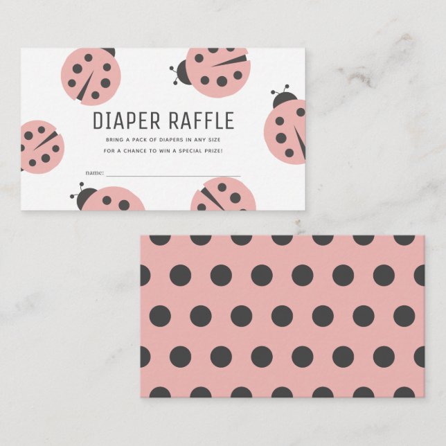 Cartão De Informações Pequeno Inseto Rosa Ladybug Fralda Raffle Ticket (Frente/Verso)