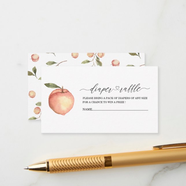 Cartão De Informações Pequeno Pêssego - fita de chá de fraldas de Aquare (Frente/Verso In Situ)