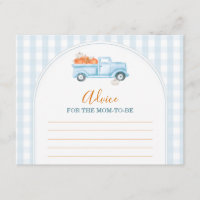 Pequeno Pumpkin Blue Truck Gingham Advice Para Mam