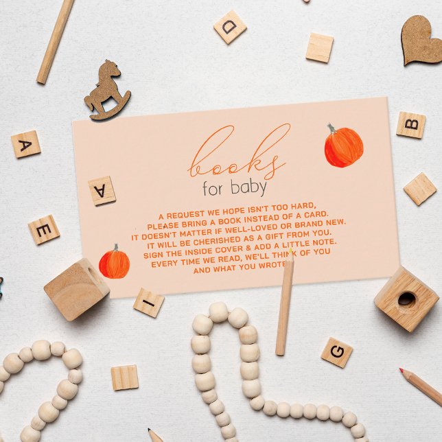 Cartão De Informações Pequeno Pumpkin Fall Chá de fraldas Book (Little Pumpkin Fall Baby Shower Book Request Enclosure Card)