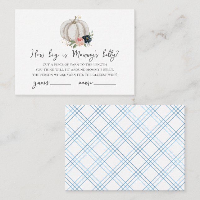 Cartão De Informações Pequeno Pumpkin Quanto Grande É A Placa De Jogo De (Frente/Verso)