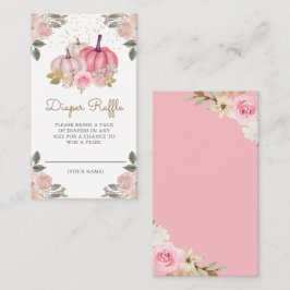 Cartão De Informações Pequeno Pumpkin Rosa Dourada Fralda Floral Raffle