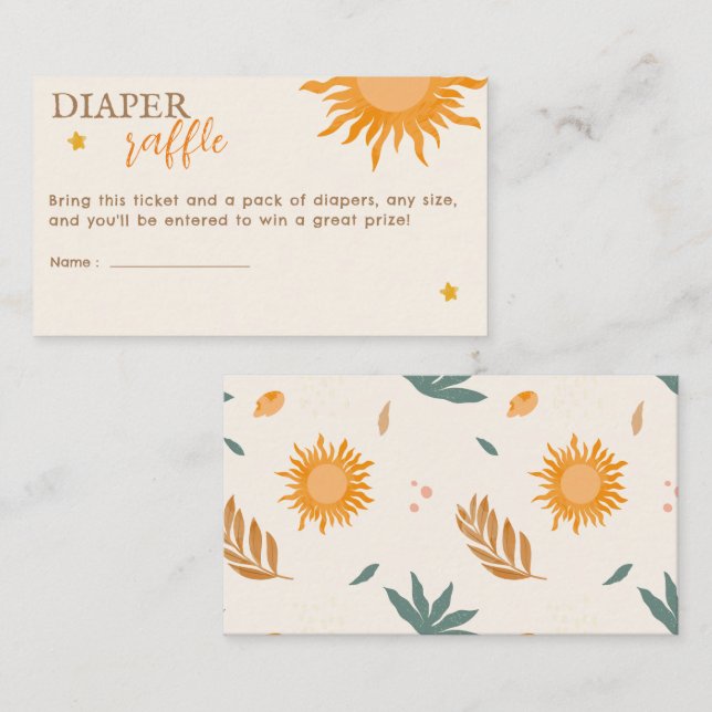 Cartão De Informações Pequeno raio de sol Fralda Raffle Chá de fraldas (Frente/Verso)
