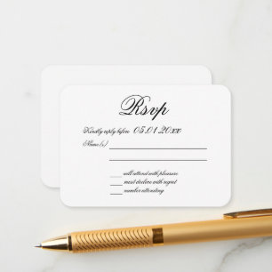 Cartão De Informações Pequeno RSVP de Casamento Branco Minimalista Elega