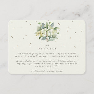 Cartão De Informações Pequenos Detalhes de Casamento de Snowberry Creme