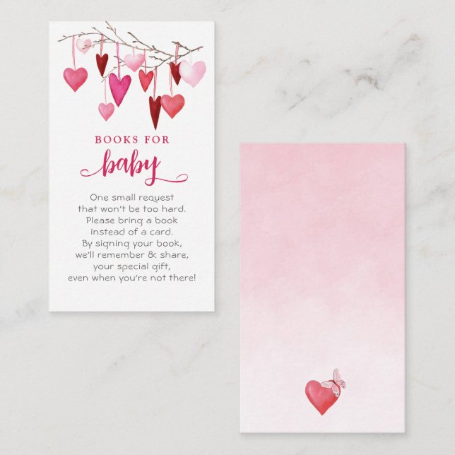 Cartão De Informações Pequenos Doces Livros Rosa Para Bebê (Frente/Verso)