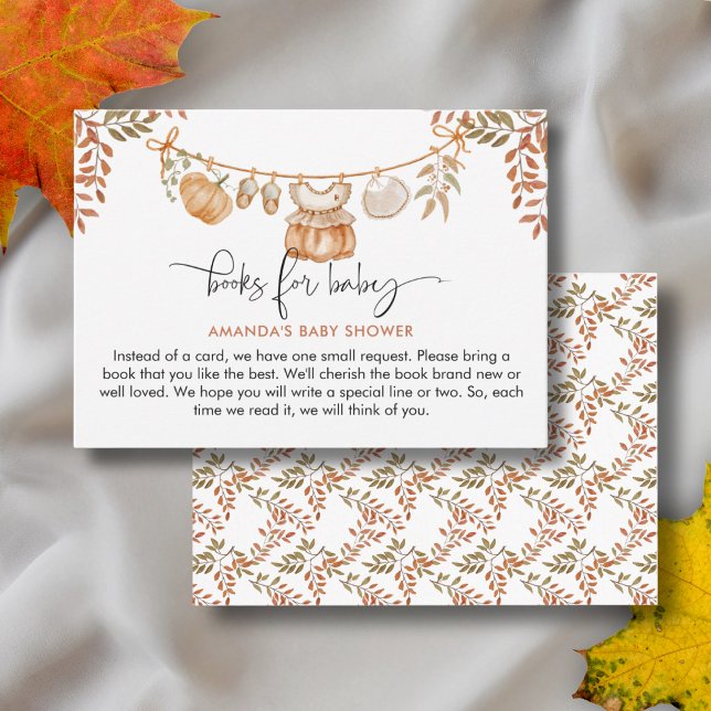 Cartão De Informações Pequenos livros de abóbora para Chá de fraldas (Criador carregado)