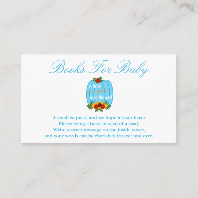 Cartão De Informações Pequenos Livros De Chá de fraldas De Abóbora Para  (Frente)